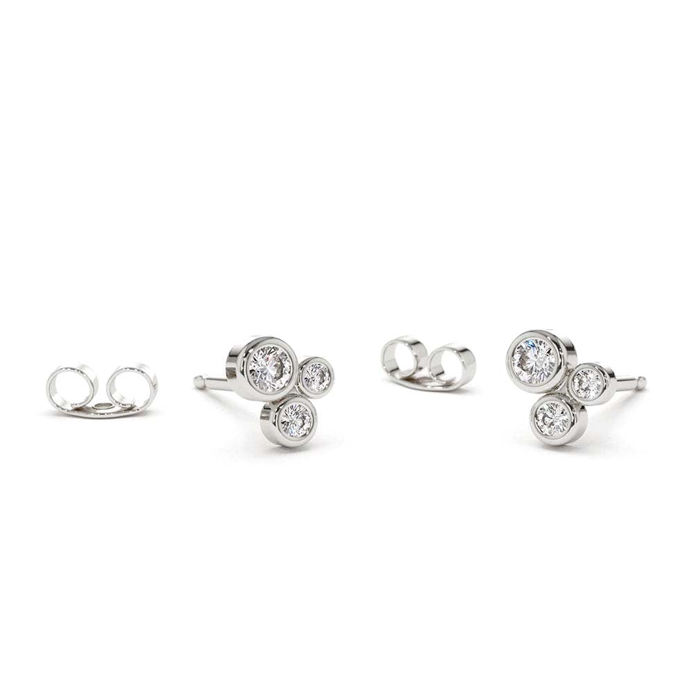 Graduated Diamond Stud Earrings in 14K Gold — view 2