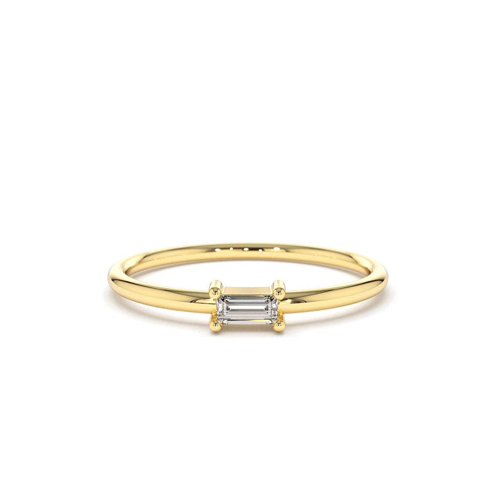 Single Baguette Diamond Ring in 14K Gold — view 1