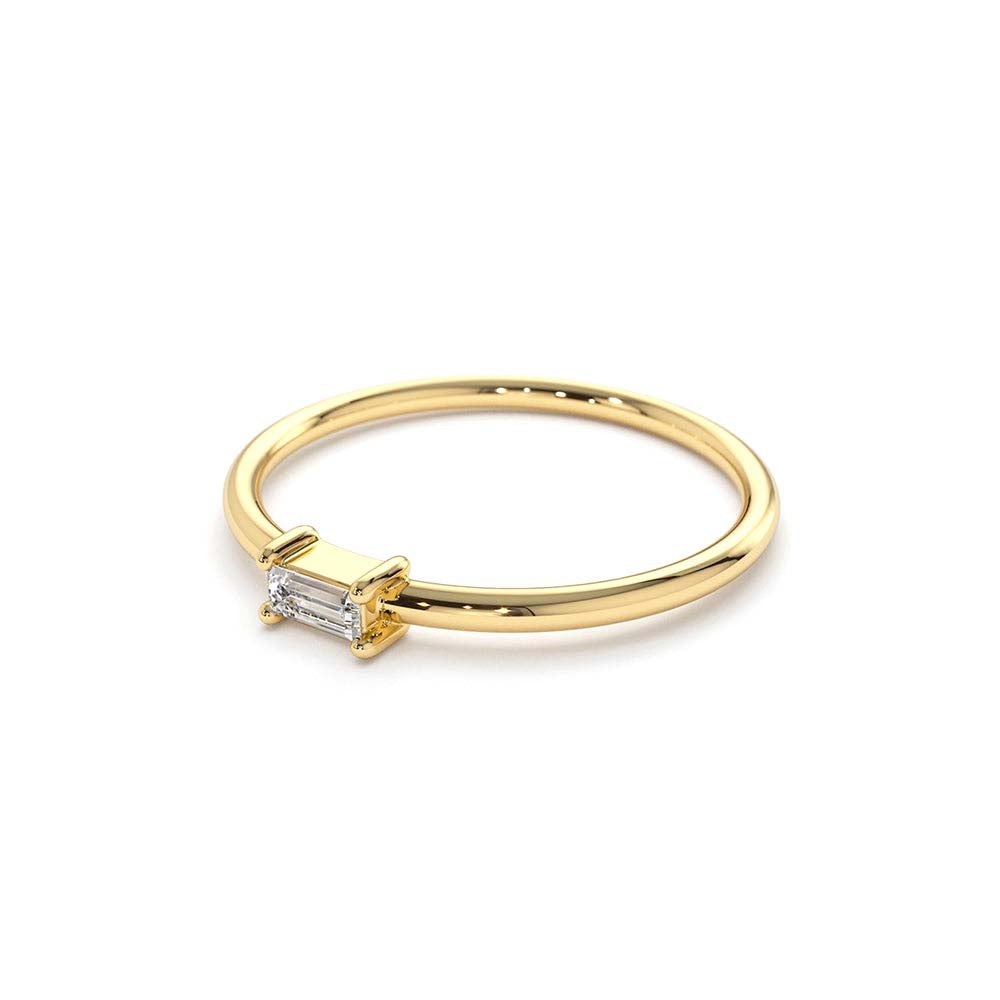 Single Baguette Diamond Ring in 14K Gold — view 2