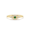 Diamond and Emerald Evil Eye Ring in 14K Gold — view 1