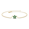 Emerald and Diamond Flower Charm Bracelet in 14K Gold — view 1