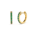 Emerald Huggie Hoop Earrings in 14K Gold — view 1
