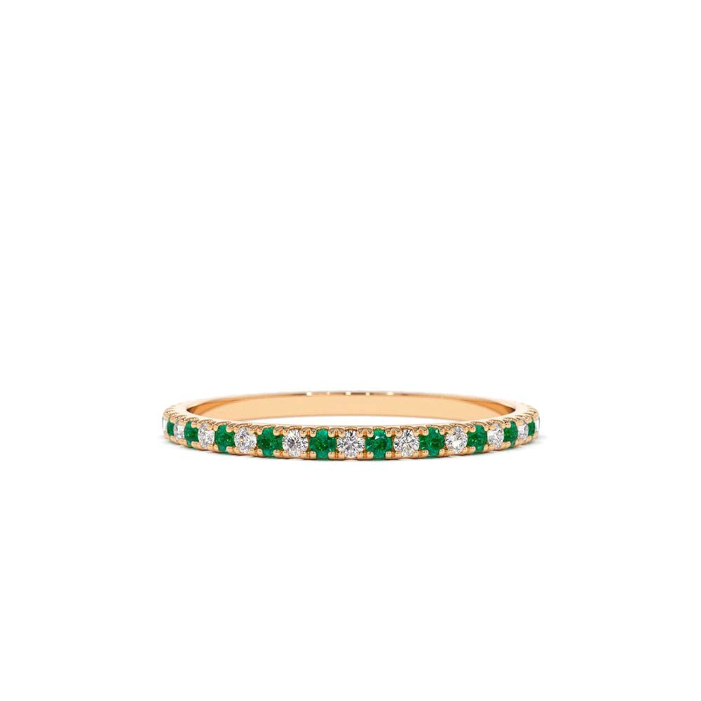 Emerald and Diamond Alternating Eternity Ring in 14K Gold — view 5