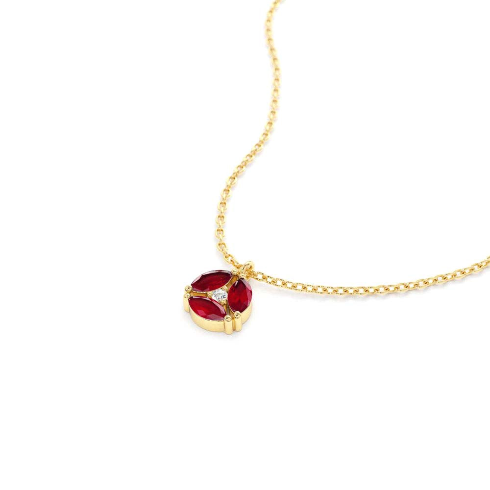 Marquise Ruby Cluster Necklace in 14K Gold — view 2