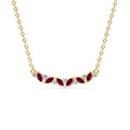 Slanted Ruby and Round Diamond Necklace in 14K Gold — view 1