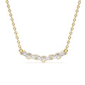 Slanted Marquise and Round Diamond Necklace in 14K Gold — view 1
