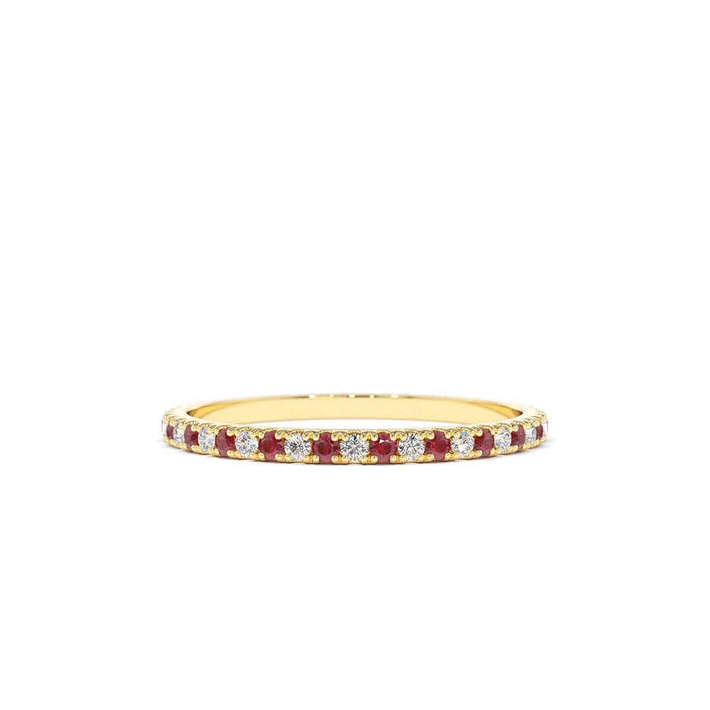 Ruby and Diamond Alternating Eternity Ring in 14K Gold — view 1