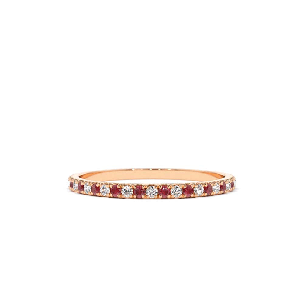 Ruby and Diamond Alternating Eternity Ring in 14K Gold — view 5