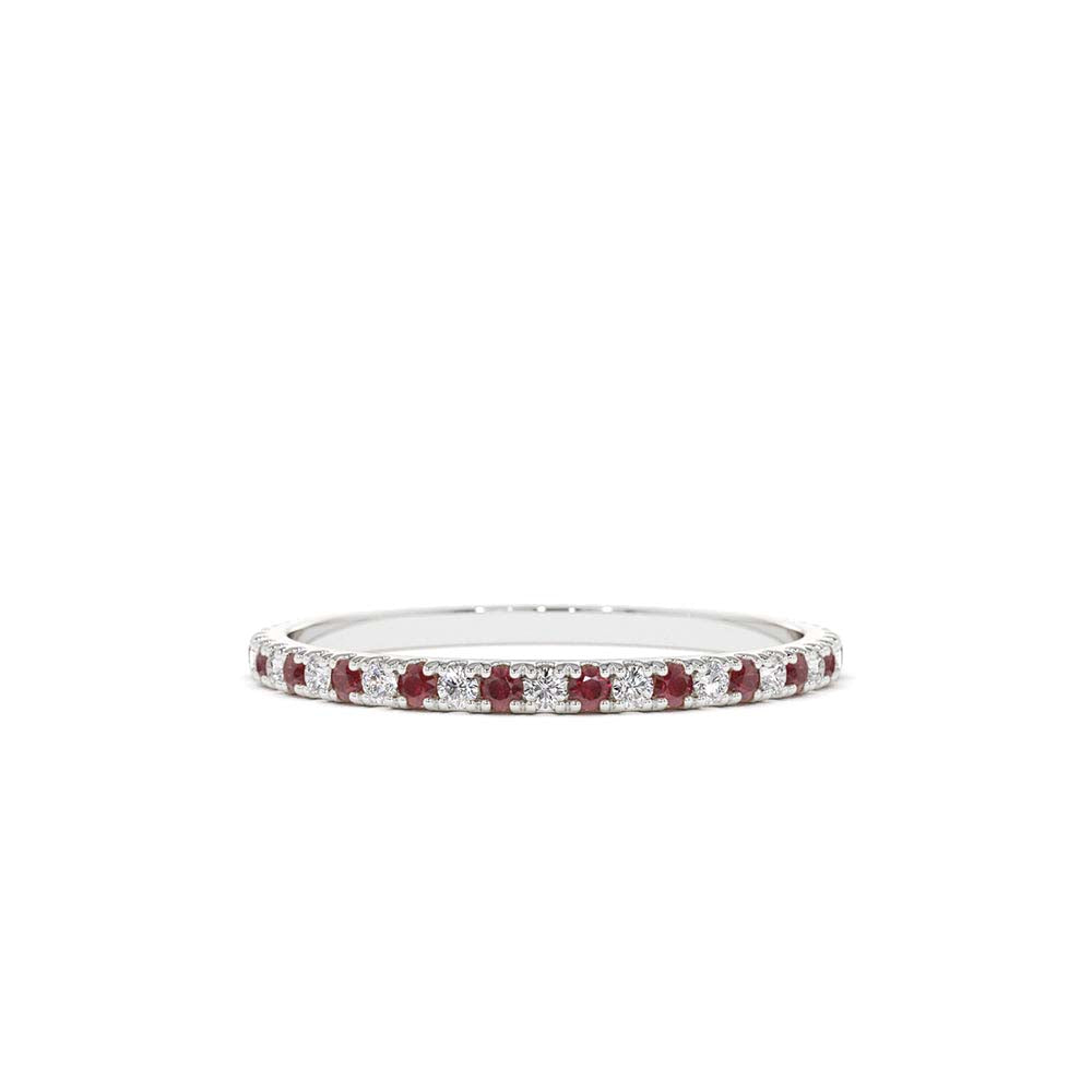 Ruby and Diamond Alternating Eternity Ring in 14K Gold — view 4