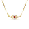 Diamond and Ruby Evil Eye Necklace in 14K Gold — view 1