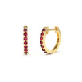Ruby Huggie Hoop Earrings in 14K Gold — view 1