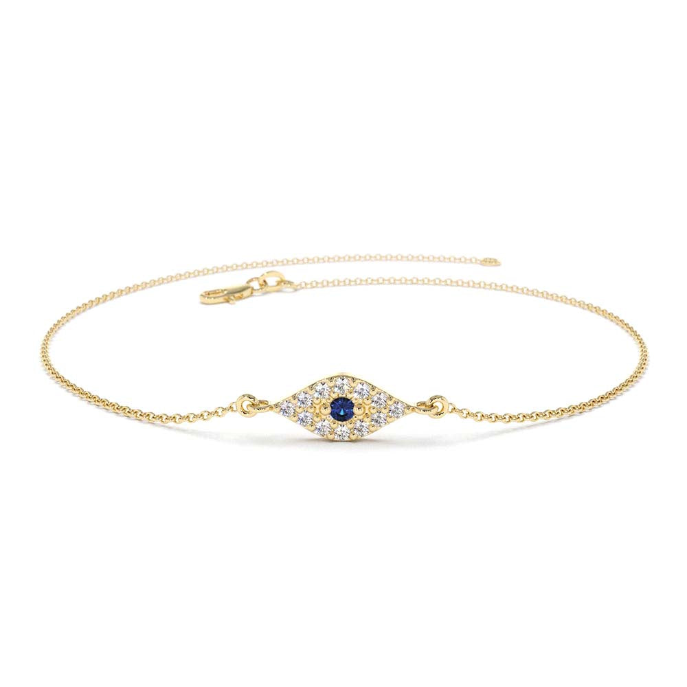 Diamond and Sapphire Evil Eye Bracelet in 14K Gold — view 1