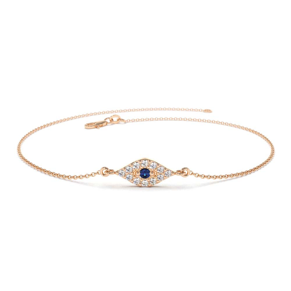 Diamond and Sapphire Evil Eye Bracelet in 14K Gold — view 6