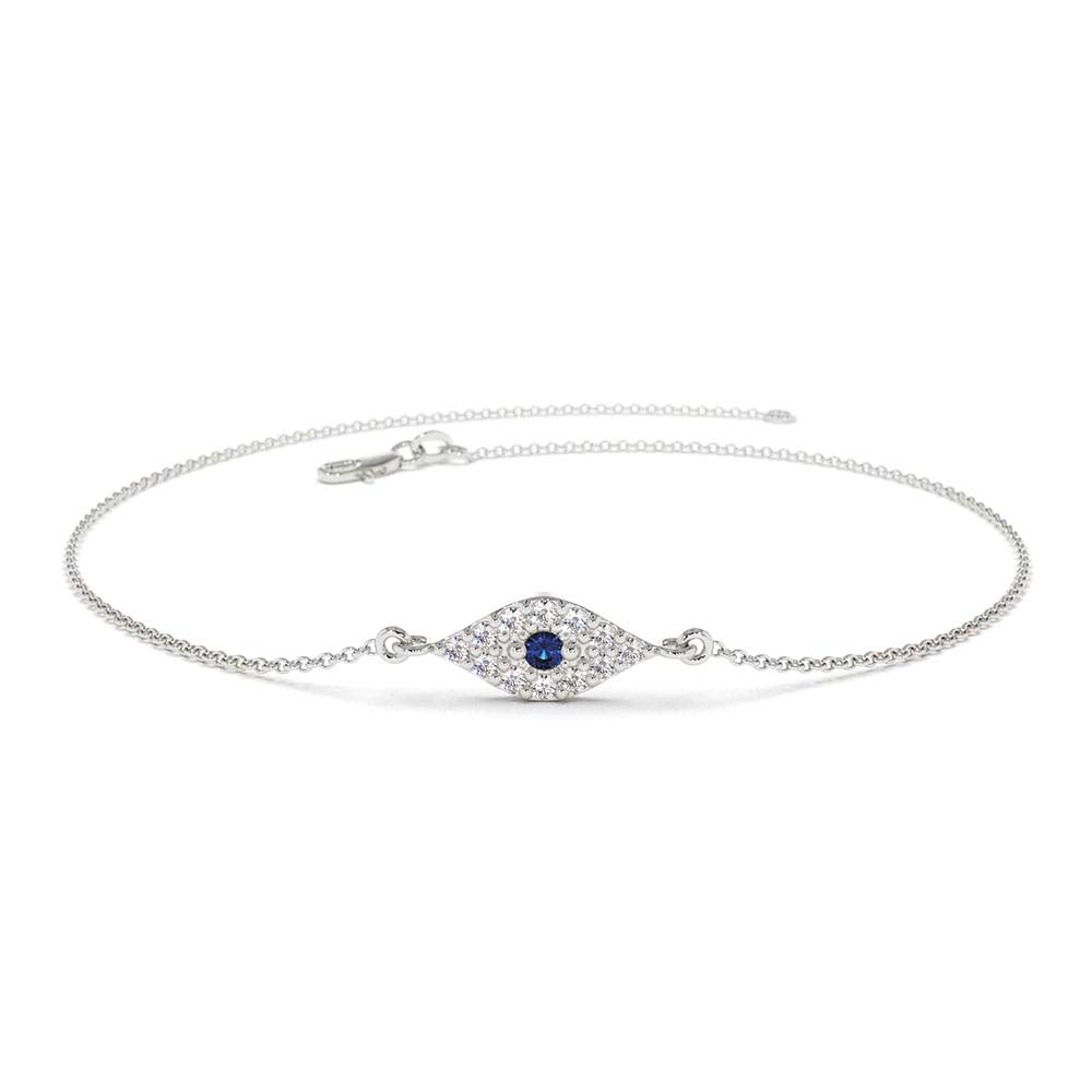 Diamond and Sapphire Evil Eye Bracelet in 14K Gold — view 5