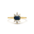 Octagon Sapphire and Diamond Ring in 14K Gold — view 1