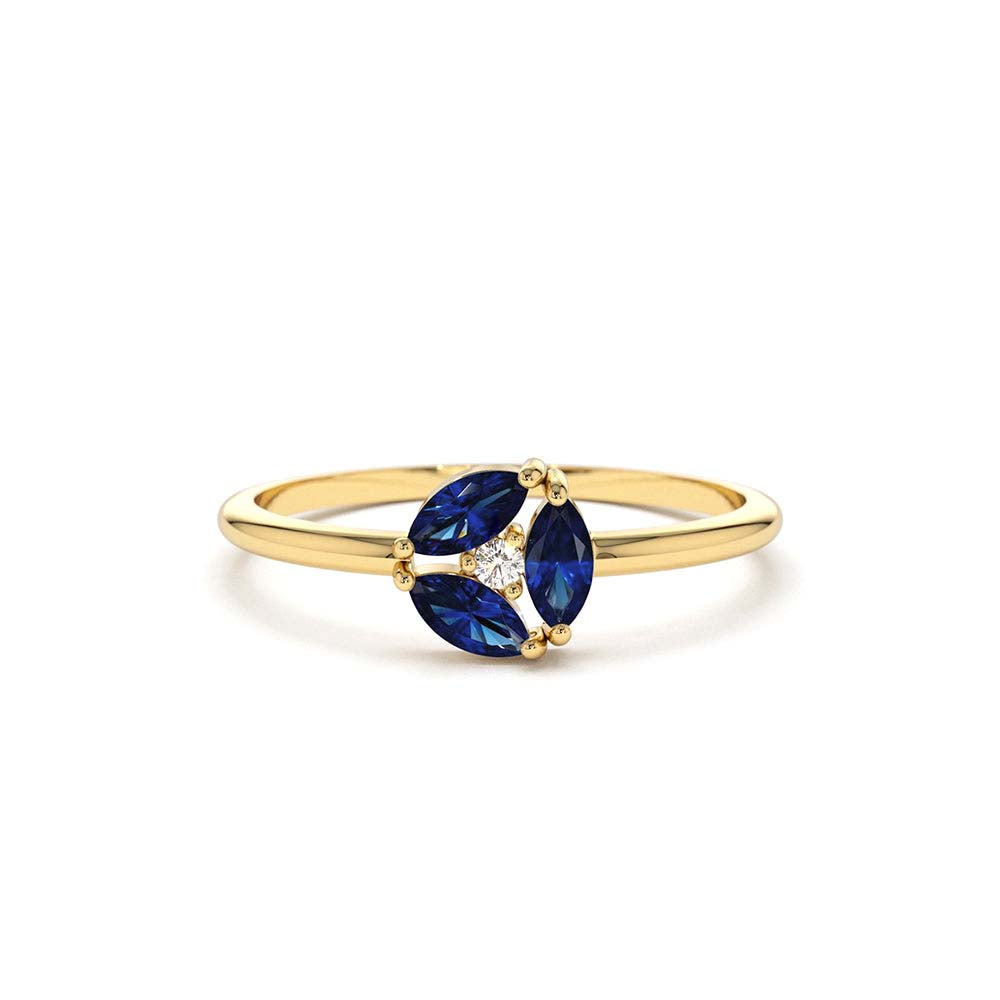 Marquise Sapphire Cluster Ring in 14K Gold — view 1