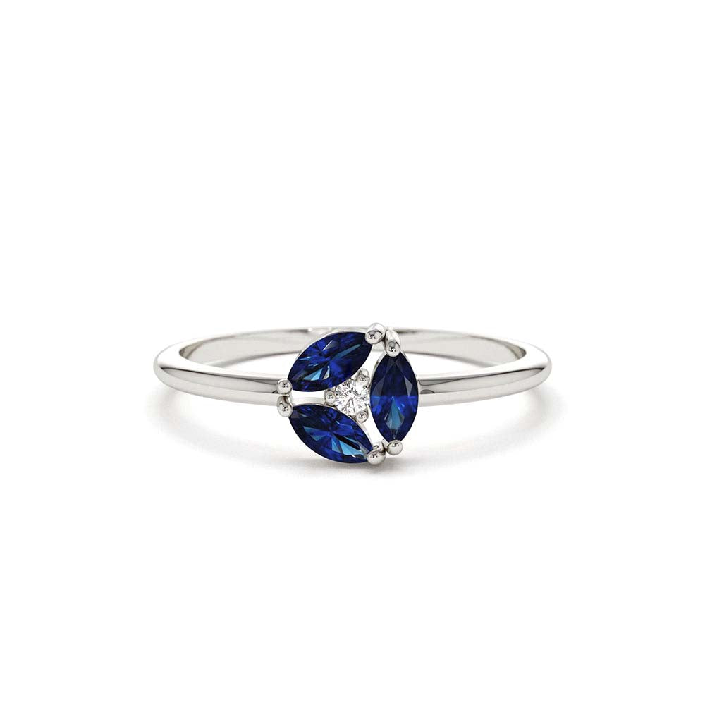 Marquise Sapphire Cluster Ring in 14K Gold — view 3