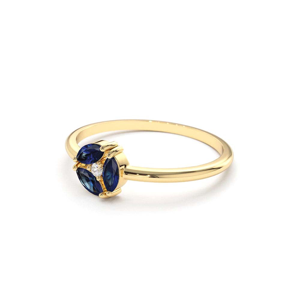 Marquise Sapphire Cluster Ring in 14K Gold — view 2
