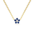 Sapphire and Diamond Flower Charm Necklace in 14K Gold — view 1