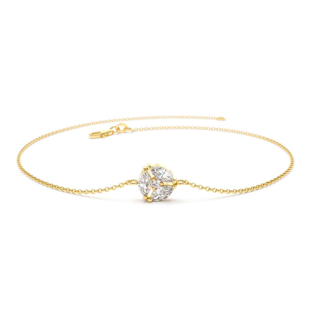 Marquise Diamond Cluster Bracelet in 14K Gold — view 1