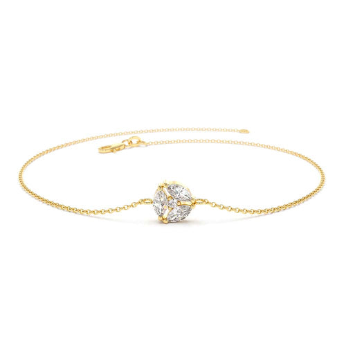 Marquise Diamond Cluster Bracelet in 14K Gold — view 1