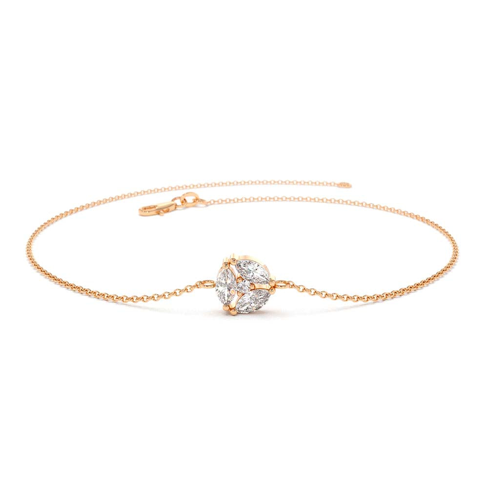 Marquise Diamond Cluster Bracelet in 14K Gold — view 5