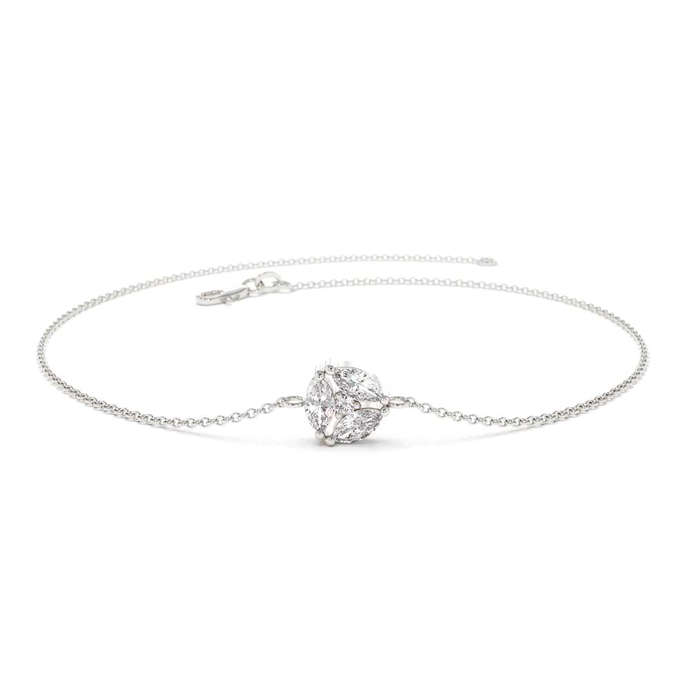 Marquise Diamond Cluster Bracelet in 14K Gold — view 4