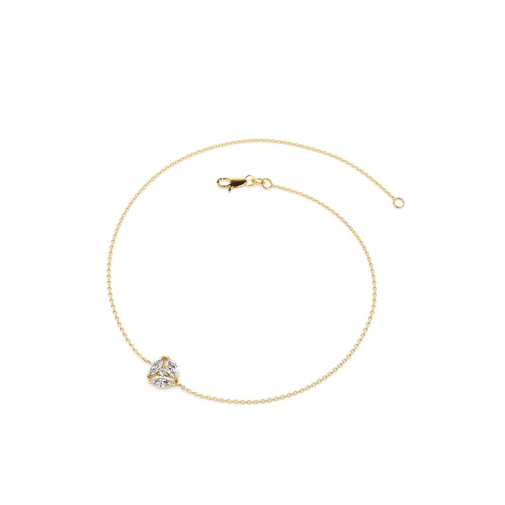 Marquise Diamond Cluster Bracelet in 14K Gold — view 2