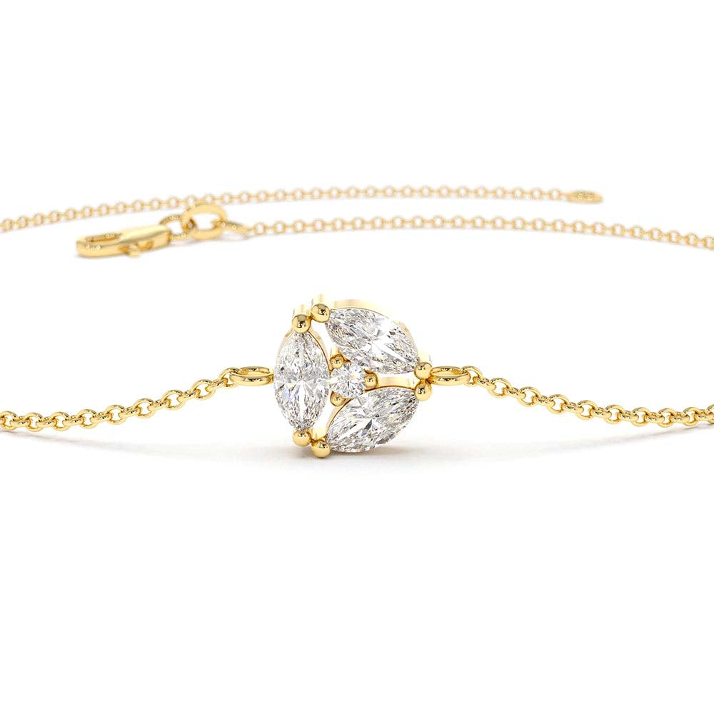 Marquise Diamond Cluster Bracelet in 14K Gold — view 3