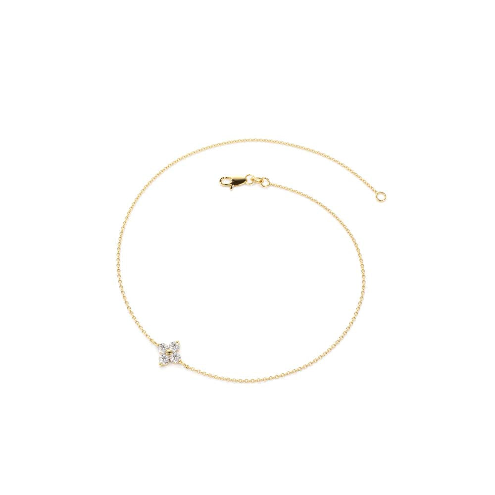 Diamond Clover Bracelet in 14K Gold — view 2