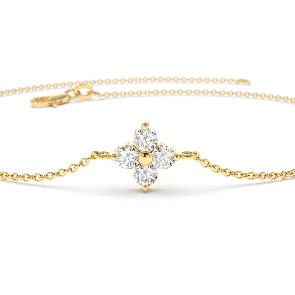 Diamond Clover Bracelet in 14K Gold — view 3