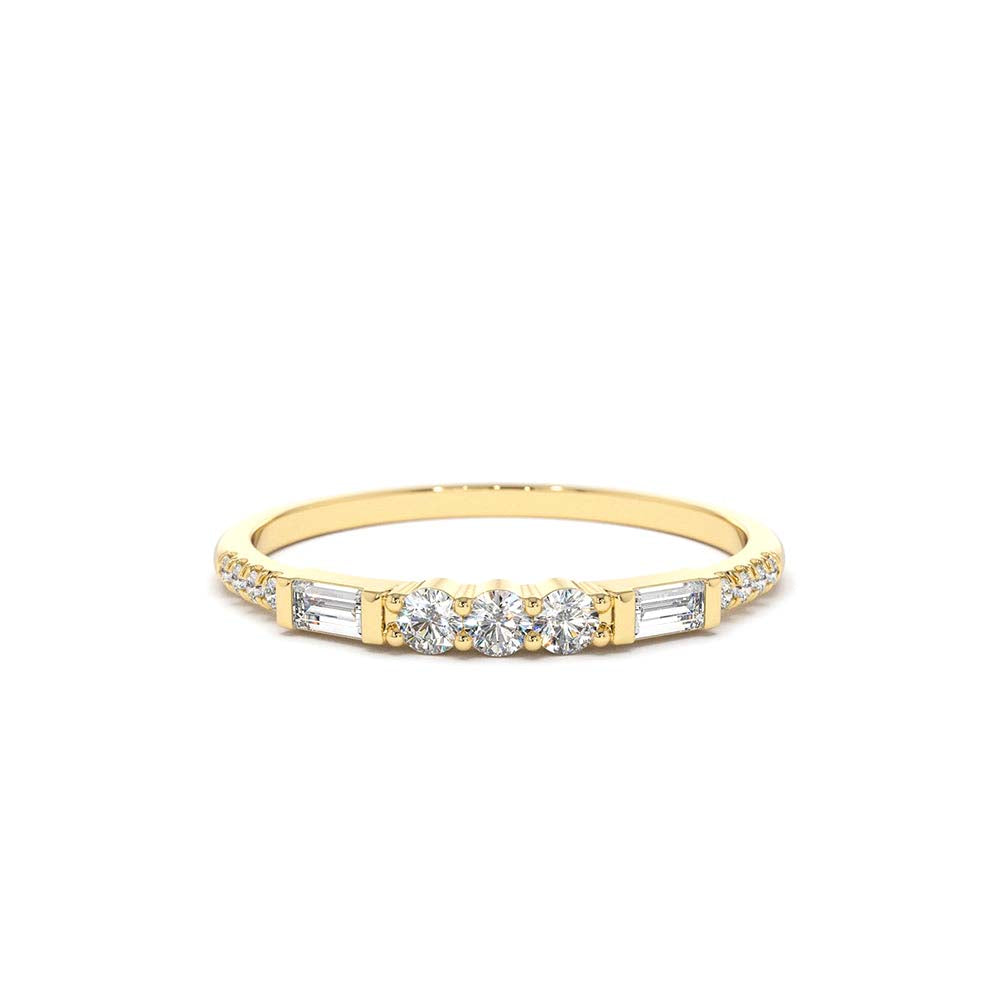 Three Diamond Equilibrium Ring in 14K Gold — view 1