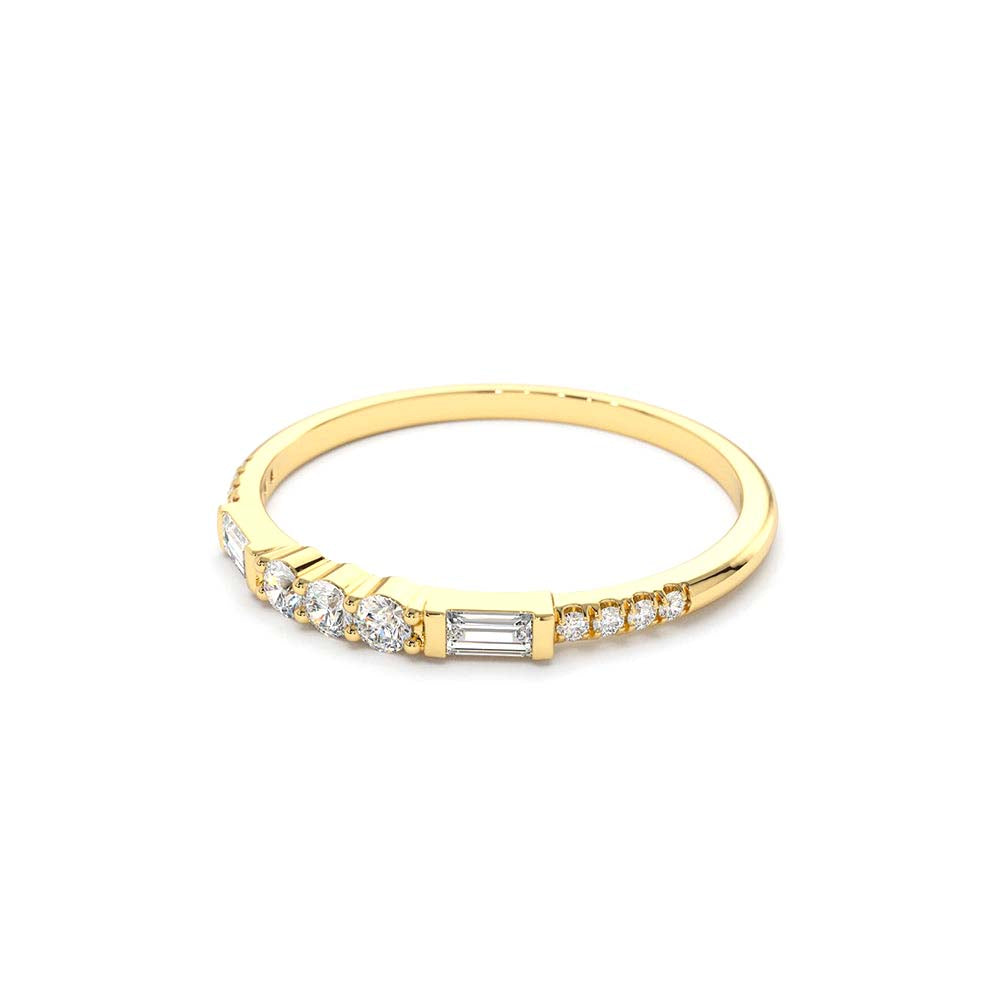 Three Diamond Equilibrium Ring in 14K Gold — view 2