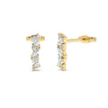 Alternating Marquise and Round Diamond Studs in 14K Gold — view 1