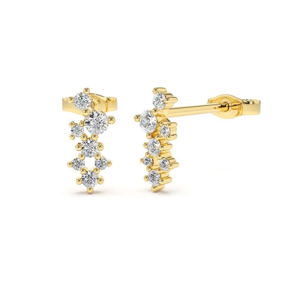 Diamond Cluster Earrings in 14K Gold — view 1