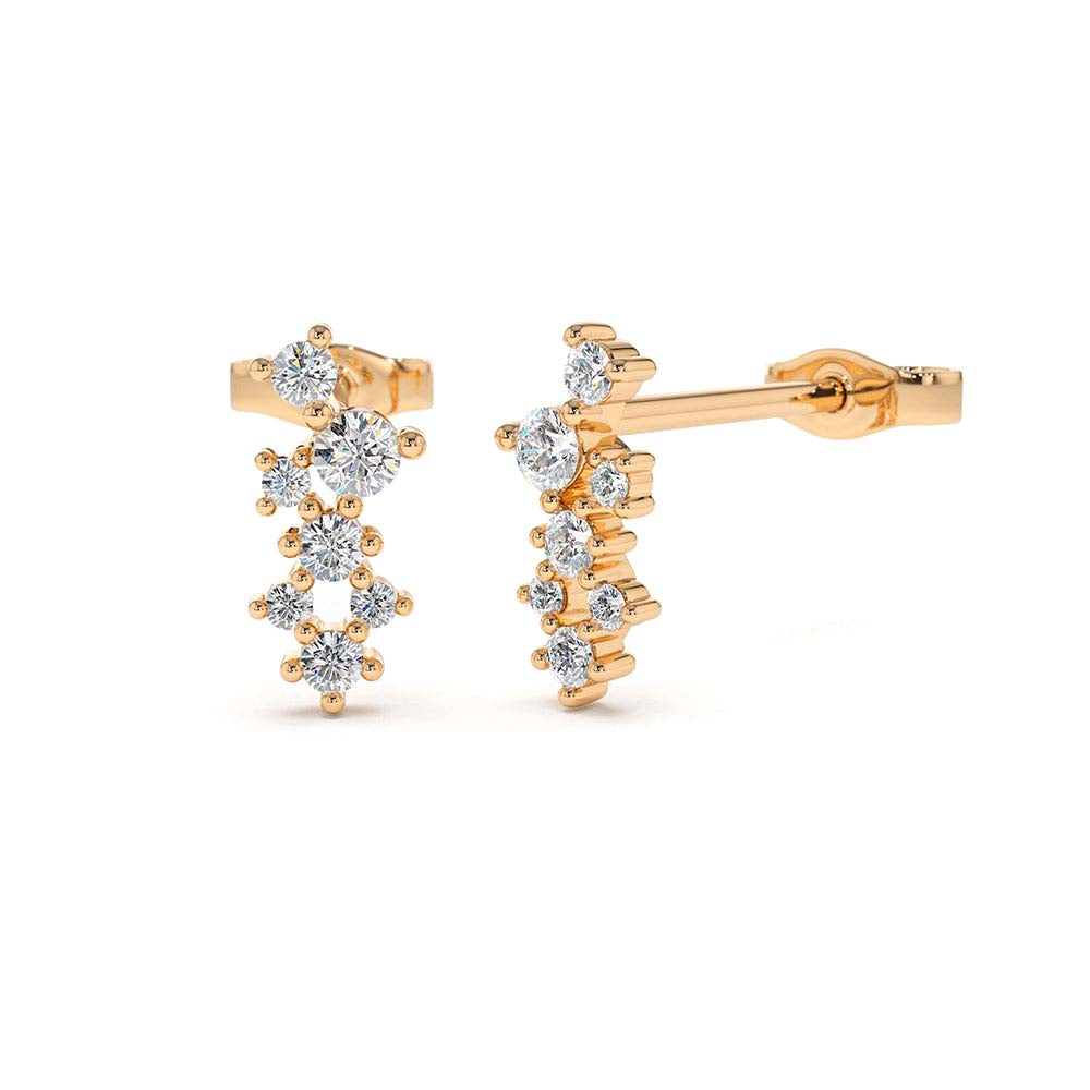 Diamond Cluster Earrings in 14K Gold — view 4