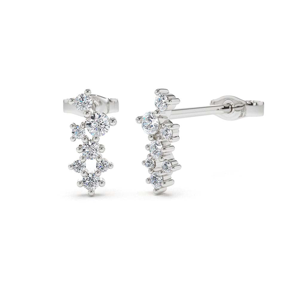 Diamond Cluster Earrings in 14K Gold — view 3