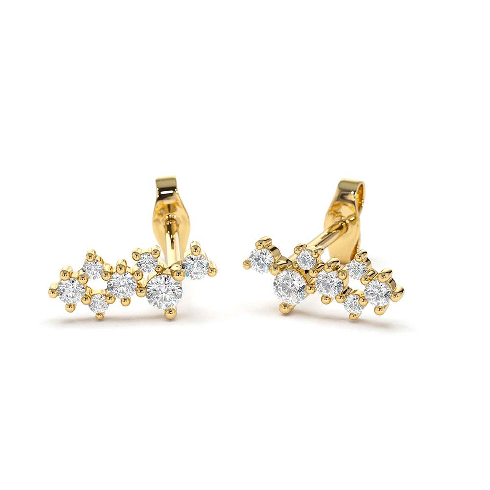 Diamond Cluster Earrings in 14K Gold — view 2