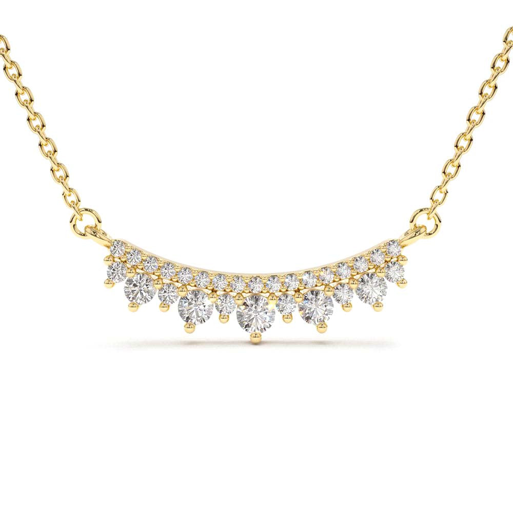 Curved Bar Diamond Necklace in 14K Gold — view 1