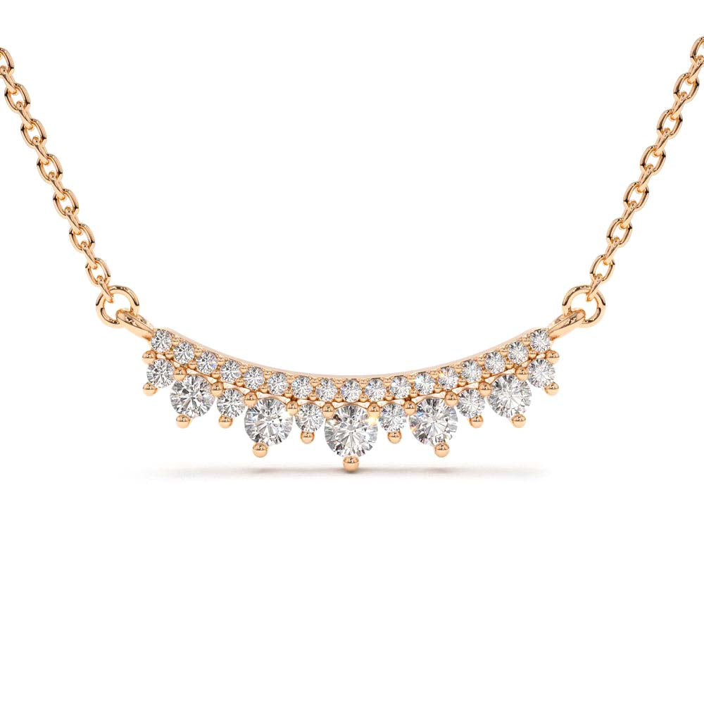 Curved Bar Diamond Necklace in 14K Gold — view 4