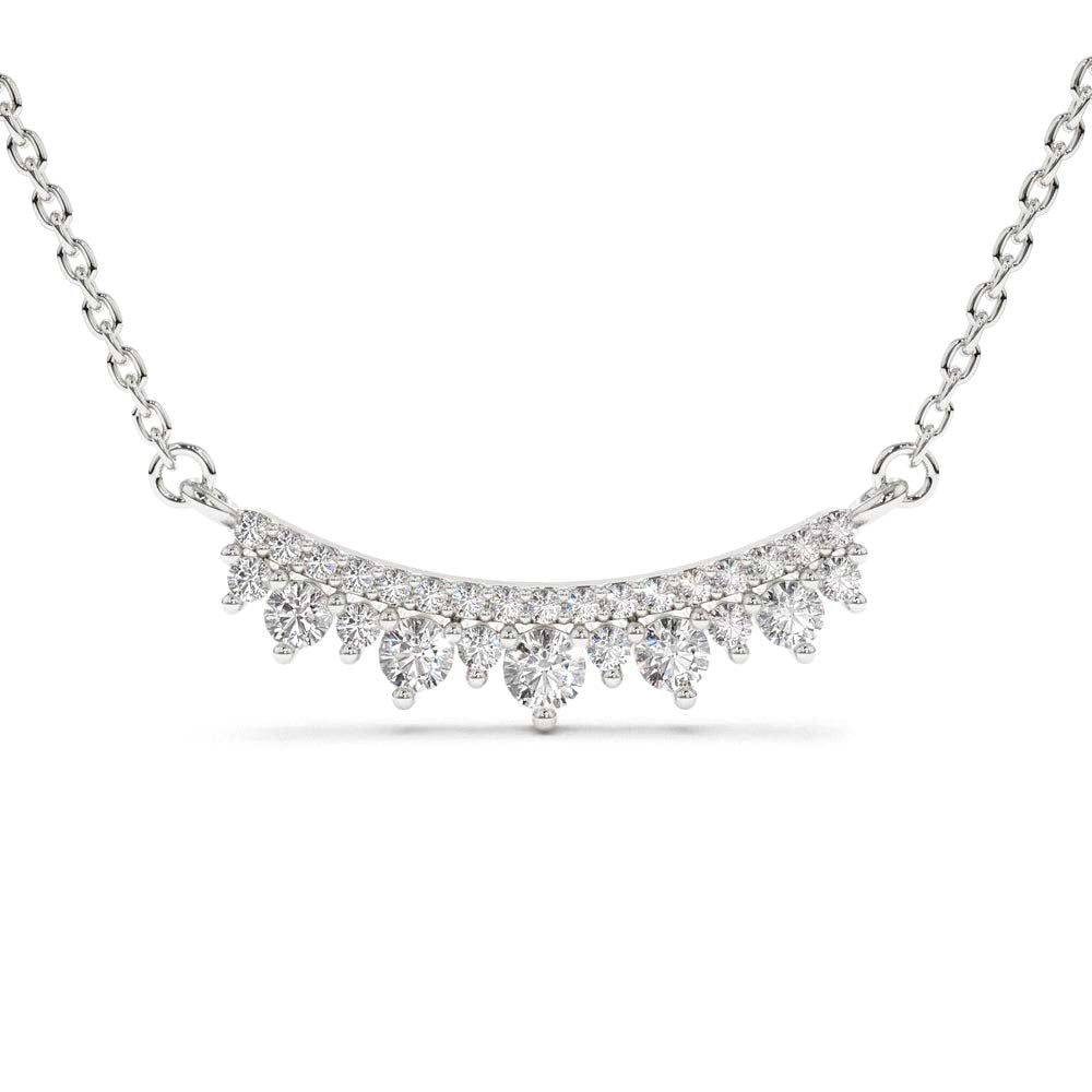 Curved Bar Diamond Necklace in 14K Gold — view 3
