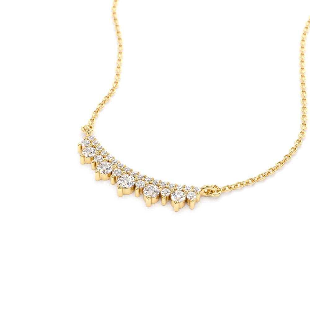 Curved Bar Diamond Necklace in 14K Gold — view 2