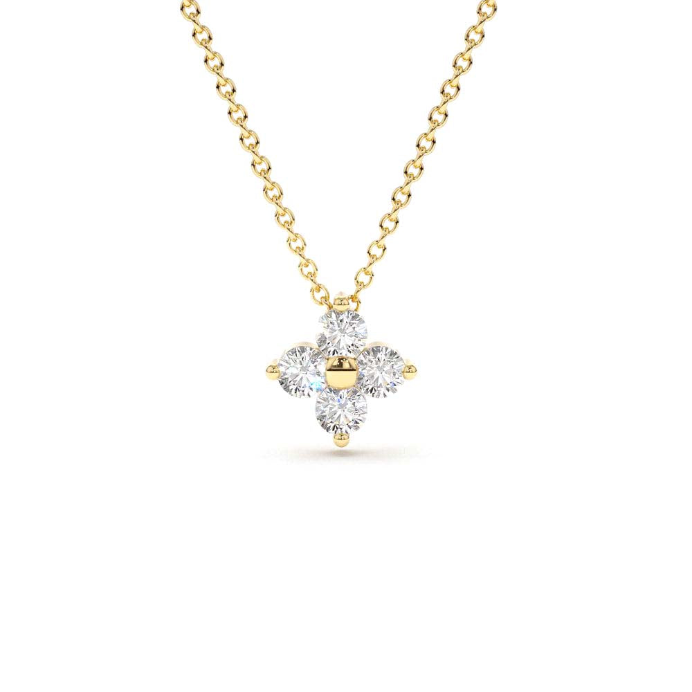 Diamond Clover Necklace in 14K Gold — view 1