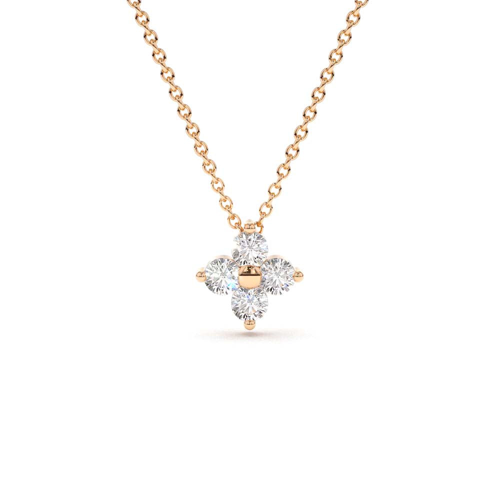 Diamond Clover Necklace in 14K Gold — view 4