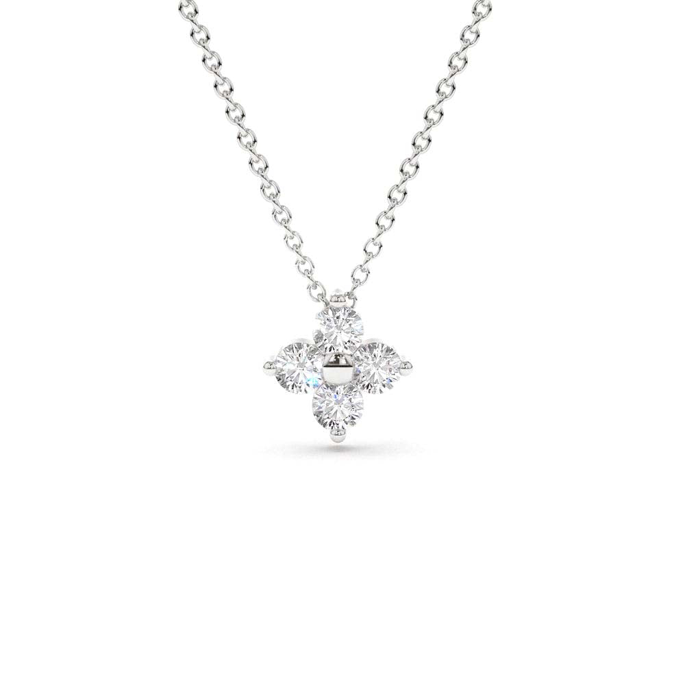 Diamond Clover Necklace in 14K Gold — view 3