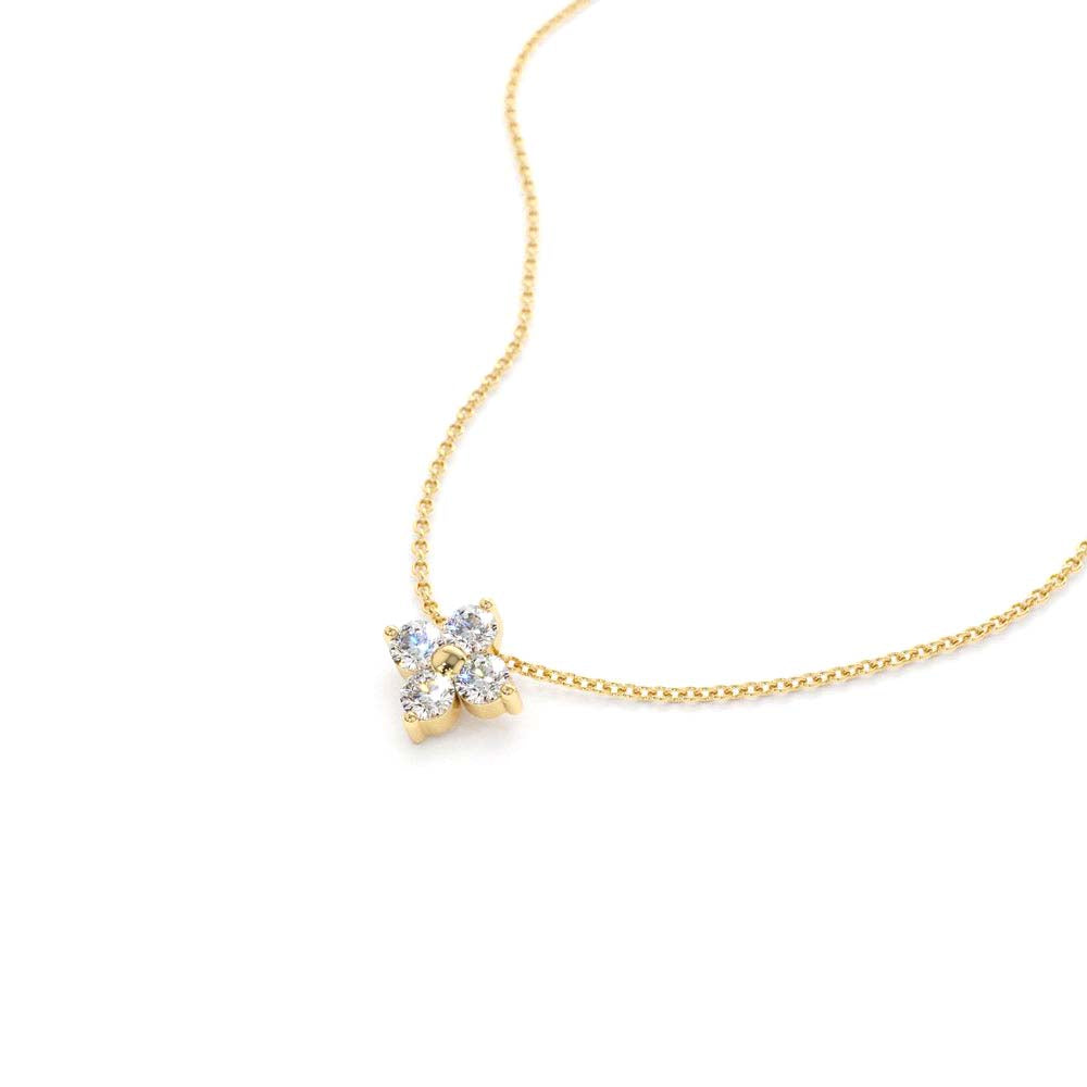 Diamond Clover Necklace in 14K Gold — view 2