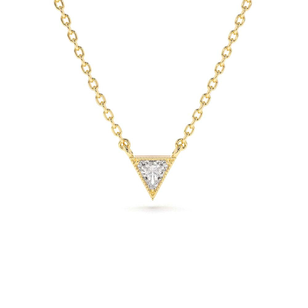 Triangle Cut Diamond Solitaire Necklace in 14K Gold — view 1