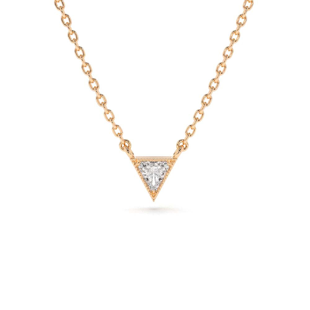 Triangle Cut Diamond Solitaire Necklace in 14K Gold — view 4