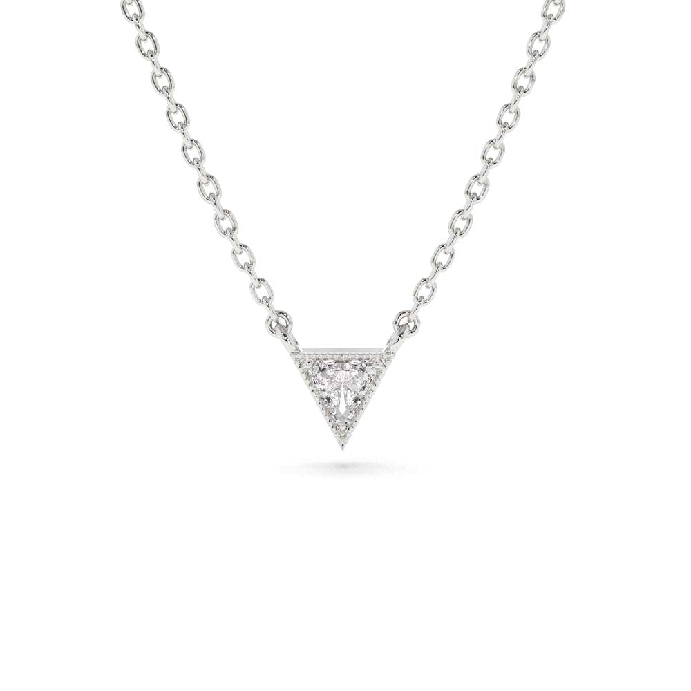 Triangle Cut Diamond Solitaire Necklace in 14K Gold — view 3