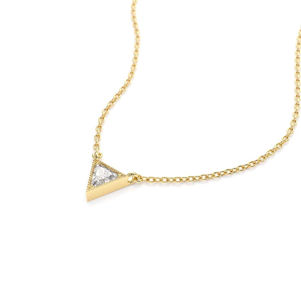Triangle Cut Diamond Solitaire Necklace in 14K Gold — view 2